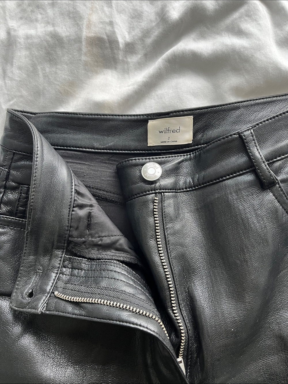 Aritzia Black Straight Faux Leather Pants